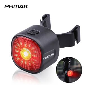 PHMAX Bicycle Smart Brake Taillight IP66 Waterproof Type-C Rechargeable MTB Road Bike tail light LED Night Warning Rear Lamp