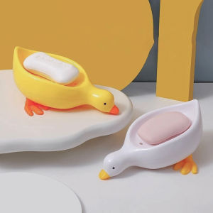 M.G.【Ready in Stock】 Creative Duck Shape Soap Box Cartoon Soap Dish Drainable Soap Holder Soap Container Tray