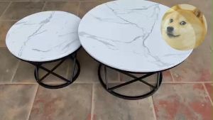 Bàn Trà Đôi Sofa Tròn Bàn Trà Mặt Đá Sang Trọng Chân Sắt Khung Cánh Sao Cafe Phòng Khách