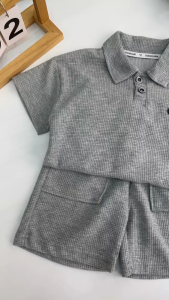Baby boys clothes set Musim Panas Kanak Waffle-Style POLO Shirt Kids Seluar Pendek 2 Piece Set Children cotton set