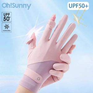 Sun Protection Gloves For Women Breathable Sunscreen Ice Silk Gloves Colorful Elegance Thin Design Outdoor Cycling Sports Gloves