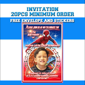 SPIDER-MAN Invitation (FreeLayout) 3r size party birthday christening baptism baby kids boys