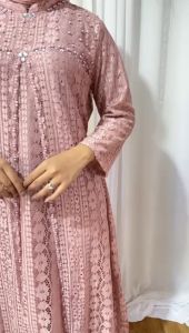 Gamis LARISA Syari Model slayer Belah Brukat Mix Payet Mutiara / Gamis Wanita Cantik Terbaru
