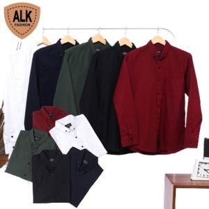 PAKET HEMAT PROMO 2 PCS CUMA 60 RIBU KEMEJA POLOS PRIA LENGAN PANJANG BAHAN KATUN Kasual