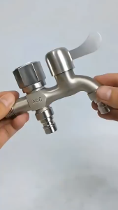 Vòi nước 2 đầu ra inox 304 không gỉ Vòi nước 2 đầu cho máy giặt chia nước thành 2 cổng xả độc lập