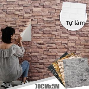 70CM Chống Thấm Nước Phong Cách Châu Âu 3D Gạch Dán Tường Tự Dính Giấy Dán Tường Tự Làm Cho Phòng Khách Phòng Ngủ Nền Trang Trí