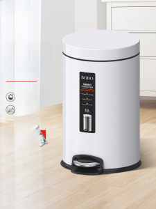 Bobo Luxury Stainless Steel Trash Can Foot Pedal Cover for Kitchen Living Room Bathroom Home High End Simple Design Waste Bin