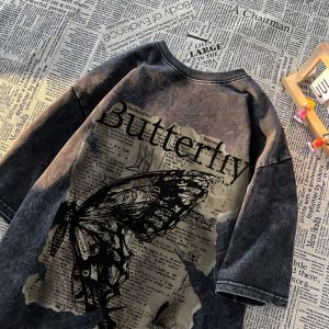 เสื้อยืดแขนสั้นทรงหลวมสไตล์อเมริกันย้อนยุคสีชมพูแดง 320 กรัม เสื้อยืดผู้ชาย แบรนด์แฟชั่น ทรงหลวม แขนสั้น คู่รัก