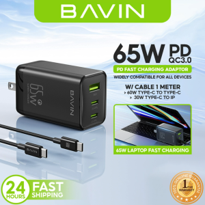 BAVIN PC2065 65W PD+QC Fast Charging w/ Multi Ports Output Charger Cable Set Type-C+USB For Laptop / Tablet / Smartphone