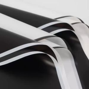 20 Lembar Kertas Buket List Black White Frame Cellophane Flower Wrapping Waterproof KB12