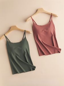 miiow | Ice Silk Strap Vest Womens Inner Wear Pad Included Breathable Seamless Summer Anti-Light Prevent Side Breast Exposure Beautiful Back