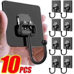 【Ready Stock】10PCS Self Adhesive Hooks Rotating Waterproof Seamless Strong Sticker Holder Wall Door Storage Hanging Hook Kitchen Bathroom Organizer