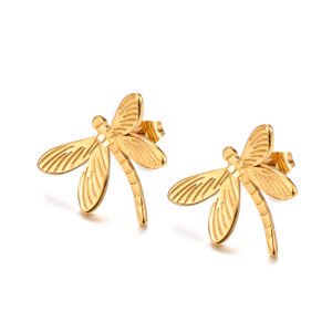 JeeMango Stylish Metal Hummingbird Animals Earrings 18K Gold Plated Stainless Steel Trendy Jewelry For Women Daily Party E25098