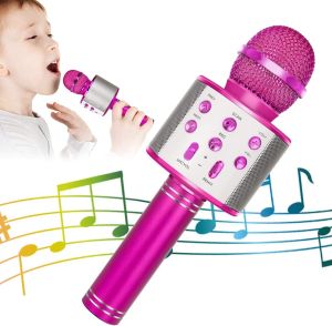 5 in 1 Wireless Bluetooth Karaoke Microphone Speaker Handheld Rechargeable Microphone for Home Party Singing