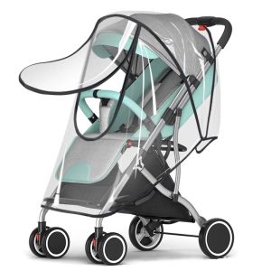 Universal Waterproof Pram Rain Cover Baby Stroller Accessories Transparent Wind Dust Shield Zipper Open for Pushchairs Raincoat