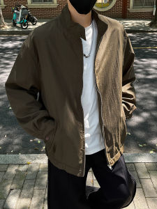 แจ็คเก็ตบินคอตั้ง Cleanfit ทรงหลวมสไตล์อเมริกันย้อนยุคสำหรับผู้ชาย แจ็คเก็ตแบบลำลองสำหรับฤดูใบไม้ผลิและฤดูใบไม้ร่วง