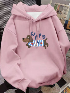 JIAOZAO | Áo Hoodie Lông Cừu Đầy Màu Hồng Thời Trang Nữ