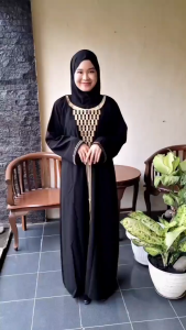 Abaya Hitam Bordir Gamis Wanita Dress Arab Turkey Bordir Pyramid
