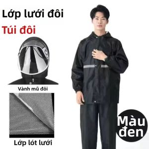 Bộ Áo Mưa Dày Chống Thấm Nước Oxford Có Phản Quang Cho Nam
