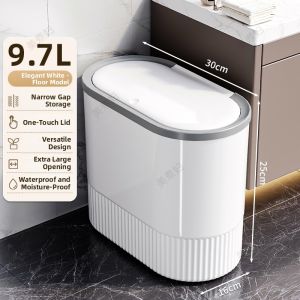 MEIZHUFU | Press-to-Open Narrow Bathroom Trash Can