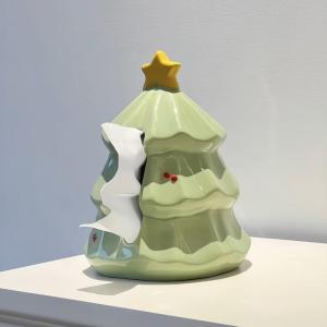 Christmas Tree Design Ceramic Tissue Box Living Room Coffee Table Drawer Type Tissue Holder Luxury Home Decor Tabletop Ornament