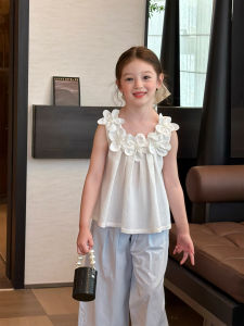 Floral Design Sleeveless Vest for Girls Summer Wear Versatile
