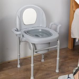 Commode Chair Toilet adult 200KG Bearing Folding Bedside Commode Chair-Stainless Steel Elderly Toilet Chair with Commode Bucket Height Adjustable Toilet Stool for Pregnant Women And Disabled Bathroom