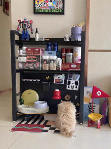 Black Cat Food Shelf above Toilet Iron Art Multi-layer Storage Rack Pet Supplies Small Cat Balcony Storage Shelf Tin Can Holder