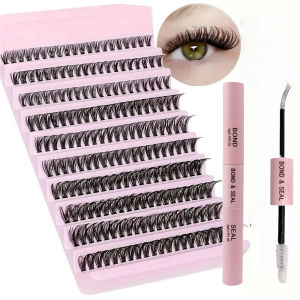 Bộ Dụng Cụ Nối Mi Tự Làm 200 Chiếc Với Cụm Mi 40D 8-16mm Và Keo Dán Trong Suốt Dùng Cho Tại Nhà Mi Giả Tổng Hợp Trong Suốt