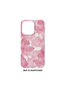 Artistic Minimalist Floral Pink Phone Case for Apple 17Promax Silicone Protective Shell Full Cover Large Hole Matte Finish
