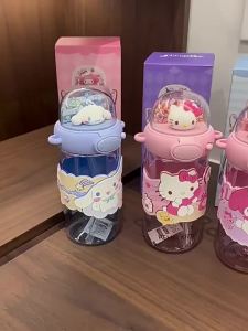 Cốc Nước Có Ống Hút Hoạt Hình Dành Cho Trẻ Em Chai Nhựa Thân Thiện Với Môi Trường Chống Rò Rỉ Với Thiết Kế Hello Kitty My Melody Kuromi Dành Cho Quà Tặng Bé Trai/bé Gái