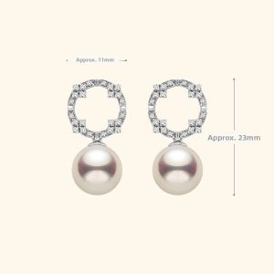Helas | Customized Akoya Pearl Earrings High Brightness 18K Gold Diamond