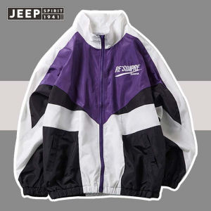 Áo khoác màu sắc phong cách đường phố retro phong cách Harajuku Hong Kong áo khoác Jacket rộng áo gió thể thao