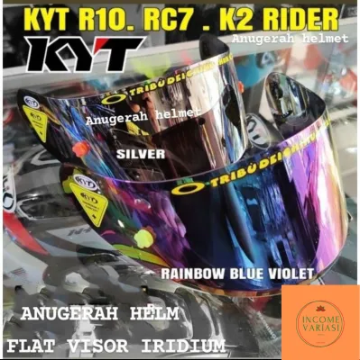 Flat visor KYT RC7 R10 K2Rider K2R Kaca helm iridium KYT Rc7 Stiker KYT TOPost INCOMEVARIASI