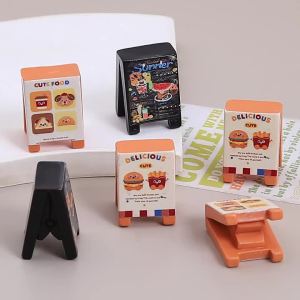 3 Styles 26mm*18mm*19mm 3D Cute Animal Signboard Resin Charms Watermelon Cola Hamburger Flatback DIY Craft Supplies
