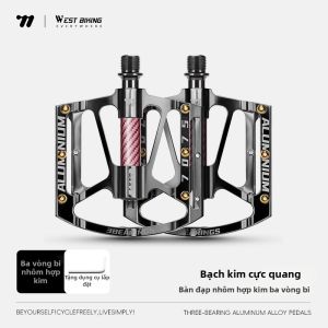 West Biking | Đạp Bằng Nhôm Mạ Chrome Với Ba Chốt Bi Cho Xe Đạp Núi Và Xe Đạp Đường Phố
