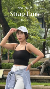 Strap Tank | เสื้อกล้ามสายเดี่ยวผู้หญิง ผ้าร่อง 2x1 ทรงเข้ารูป สไตล์มินิมอล สี Black