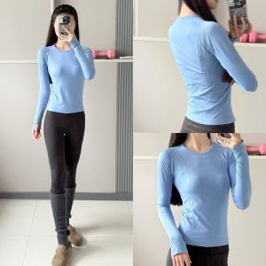 เสื้อยืดโยคะแขนยาวแห้งเร็วสำหรับผู้หญิง ระบายอากาศได้ดี ทรงสลิมฟิต สำหรับฤดูใบไม้ร่วงและฤดูหนาว ชุดออกกำลังกาย