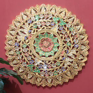 TAIMUJIA | Circular Wooden Carving Wall Hanging Southeast Asian Style
