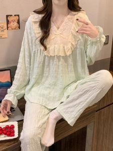 Áo Ngủ Dài Tay Bằng Vải Cotton Mềm Mại Mùa Xuân Thu Dành Cho Nữ Bộ Đồ Ngủ Thoải Mái Phong Cách Ngọt Ngào Trang Phục Mặc Nhà Mùa Hè