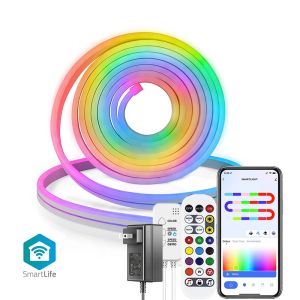 TUYA RGBIC Dreamcolor Neon LED Strip 12-24V 84LEDs/M Music Sync Silicone Rope Light for Room Decor