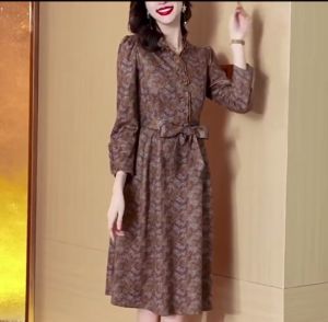 Dress Premium Suede Wanita Fashion Tali Pinggang Remaja Pakaian Gaun Long Dres Pakaian Cewek Outfit