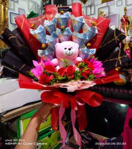 buket boneka bertabur bungabuket uang mainan 10 slot yg berbentuk bungabuket hadiah ulang tahun dan acara spesial lainnya