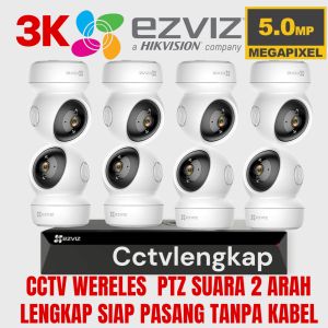 PAKET CCTV EZVIZ 5MP 3K 8CHANNEL 8 CAMERA WIRELESS PTZ WIFI TWO WAY KOMUNIKASI 2 ARAH