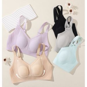 Ultra-Thin Summer Bra Rabbit Ear Design Soft Support Wireless Seamless Abdomen Lifting Young Womens Underwear V-Neck Style