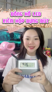 Đồng hồ Led để bàn kiêm hộp đựng bút Đồng hồ Decor báo thức ngày tháng nhiệt độ