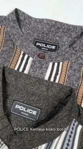 POLICE Kemeja Koko Border Printing Cotton Soft Regular Fit Pria