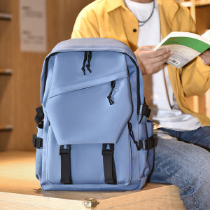 Trendy Double-Shoulder Backpack for Students Korean Style 14-Inch Laptop Compartment Daily Use Mens Backpack Polyester Material
