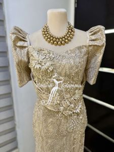 TRISHA DESIGN MESTIZA FILIPIANA SLEEVE PREMIUM FULL LACE LADIES MOTHER NINANG FORMAL LONG GOWN