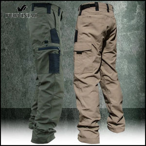 กางเกงคาร์โก้แทคทิคอลผู้ชาย กางเกงขายาว ต่อสู้ ทหารป้องกันการสึกหรอทนทาน การฉีกขาดกลาง แจ้ง